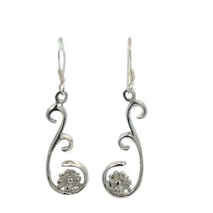 925 FLOWER ON OUTLINE T/DROP EAR - 42X10 - 2.8g <br/>M13002