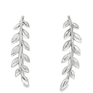 925 PLAIN OLIVE LEAF BRANCH LONG DROP EAR 28X7 2.3 <br/>M13010