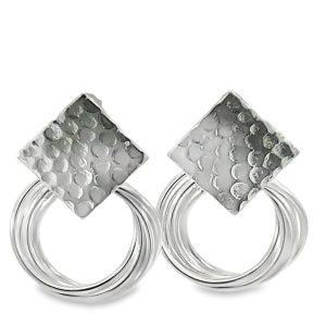 925 5x CIRCLES ON HAMMERED SQ STUDS - 25X15  6.55g <br/>M13019