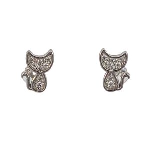 925 CZ PAVE SITTING CAT FLAT STUDS - 10X7 - 1.45g <br/>M13025