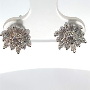 925 BAG+RND CZ SNOWFLAKE STUDS - 10MM - 1.7g <br/>M13035