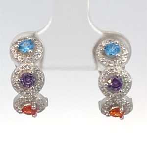 925 TRI-COL CZ PAVE CIRCLES LATCH BACK EAR 17X7 3  <br/>M13040