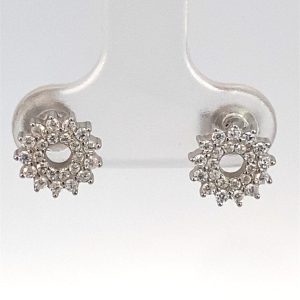 925 CZ PAVE OPEN DBL HALO RND STUDS - 8MM - 1.6g  <br/>M13046