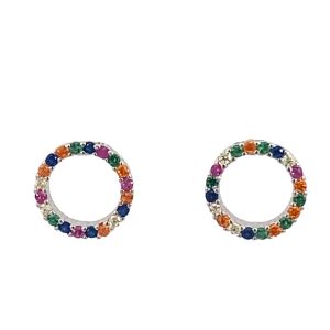 925 MULTI COLOR CIRCLE OF LIFE STUDS - 10MM - 1.3g <br/>M13052