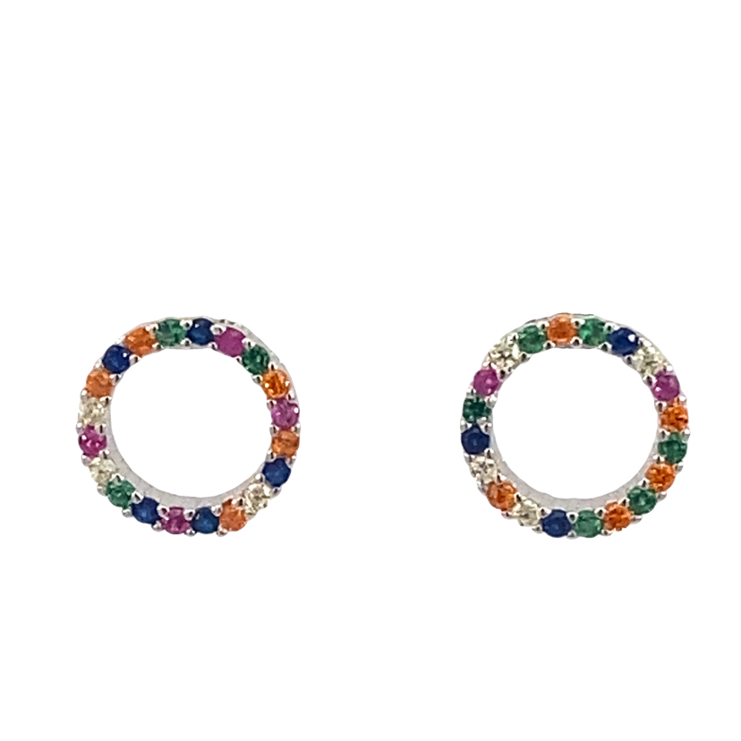 925 MULTI COLOR CIRCLE OF LIFE STUDS - 10MM - 1.3g <br/>M13052
