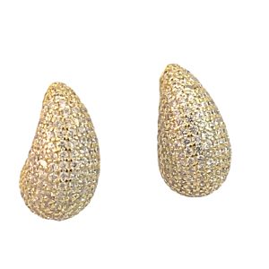 925 YG PL HOL CZ PAVE TEARDROP STUDS - 18X10 5.8g <br/>M13060Y