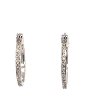 925 CZ PAVE CHANNEL SET HINGE HOOPS - 20X2 - 3g