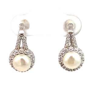 925 FW PEARL CZ PAVE OPEN LEVERBACK EAR 16X9 3.1g <br/>M13070