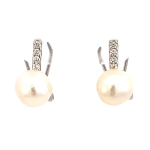925 FW PEARL CZ PAVE BAR LATCHBACK EAR - 14X8 - 3g <br/>M13072