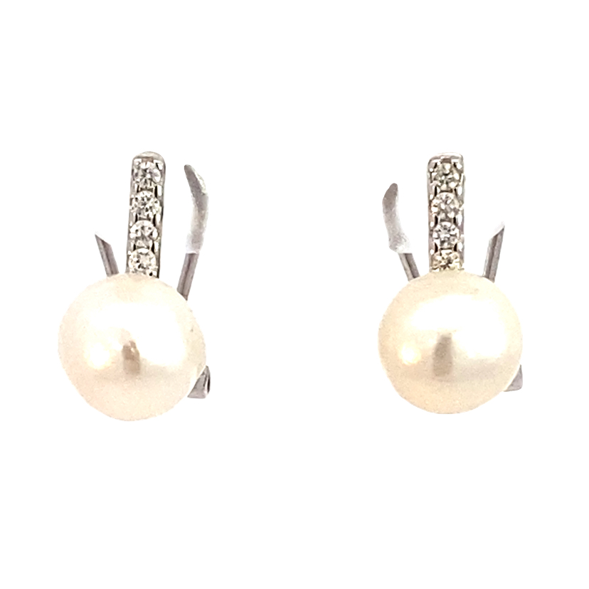 925 FW PEARL CZ PAVE BAR LATCHBACK EAR - 14X8 - 3g <br/>M13072