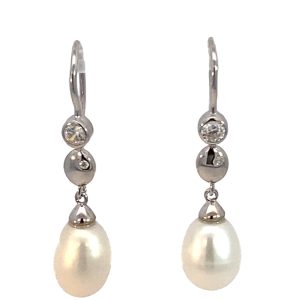 925 FW PEARL TUBE CZ SET DROP HOOK EAR - 34X8 3.6g <br/>M13073