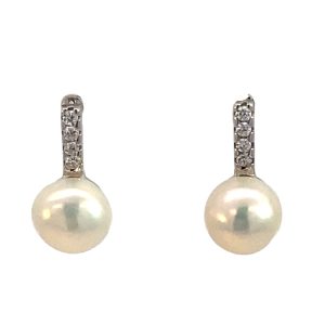 925 FW PEARL CZ PAVE BAR DROP STUDS - 15X8 - 2.4g <br/>M13075