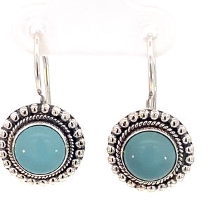 925 OXI RND CHALCEDONY BOHO DROP EAR - 25X13 5.3g <br/>M13082C