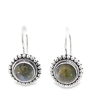 925 OXI RND LABRADORITE BOHO DROP EAR - 25X13 5.3g <br/>M13082L