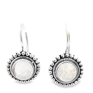 925 OXI RND MOONSTONE BOHO DROP EAR - 25X13 5.3g <br/>M13082M