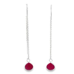 925 TRIANGLE RUBY ON CHAIN EAR - 50X7 <br/>M13083R