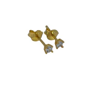 925 YG PL CZ 4 CLAW BASKET SET STUDS - 3MM - 0.5g