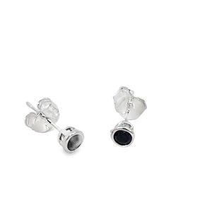 925 BLACK CZ TUBE SET STUDS - 4MM - 0.58g <br/>M13086