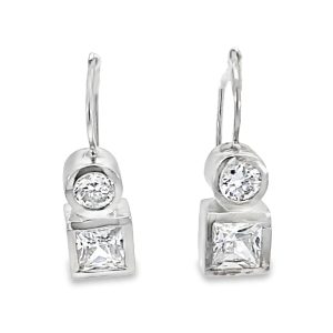 925 RND+SQ CZ TUBE SET HOOK EAR - 28X8 - 8.7g <br/>M13090