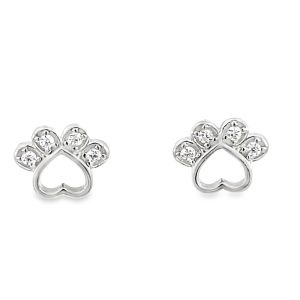 925 CZ PAVE OPEN HEART PAW STUDS - 10X8 - 1.3g <br/>M13099