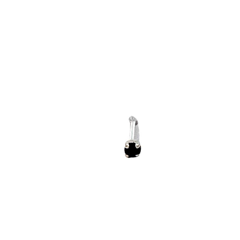 925 BLACK CZ 4 CLAW SET NOSE BALL PIN - 1.6MM <br/>M13209B