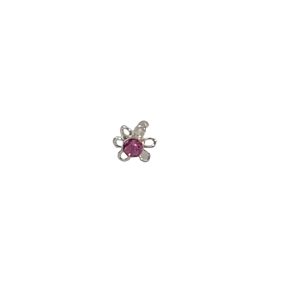 925 PINK CZ OPEN FLOWER NOSE BALL PIN - 3.5MM <br/>M13212PI