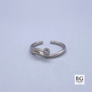 925 CZ TUBE SET OPEN CUT TOE RING - 5MM - 0.82g