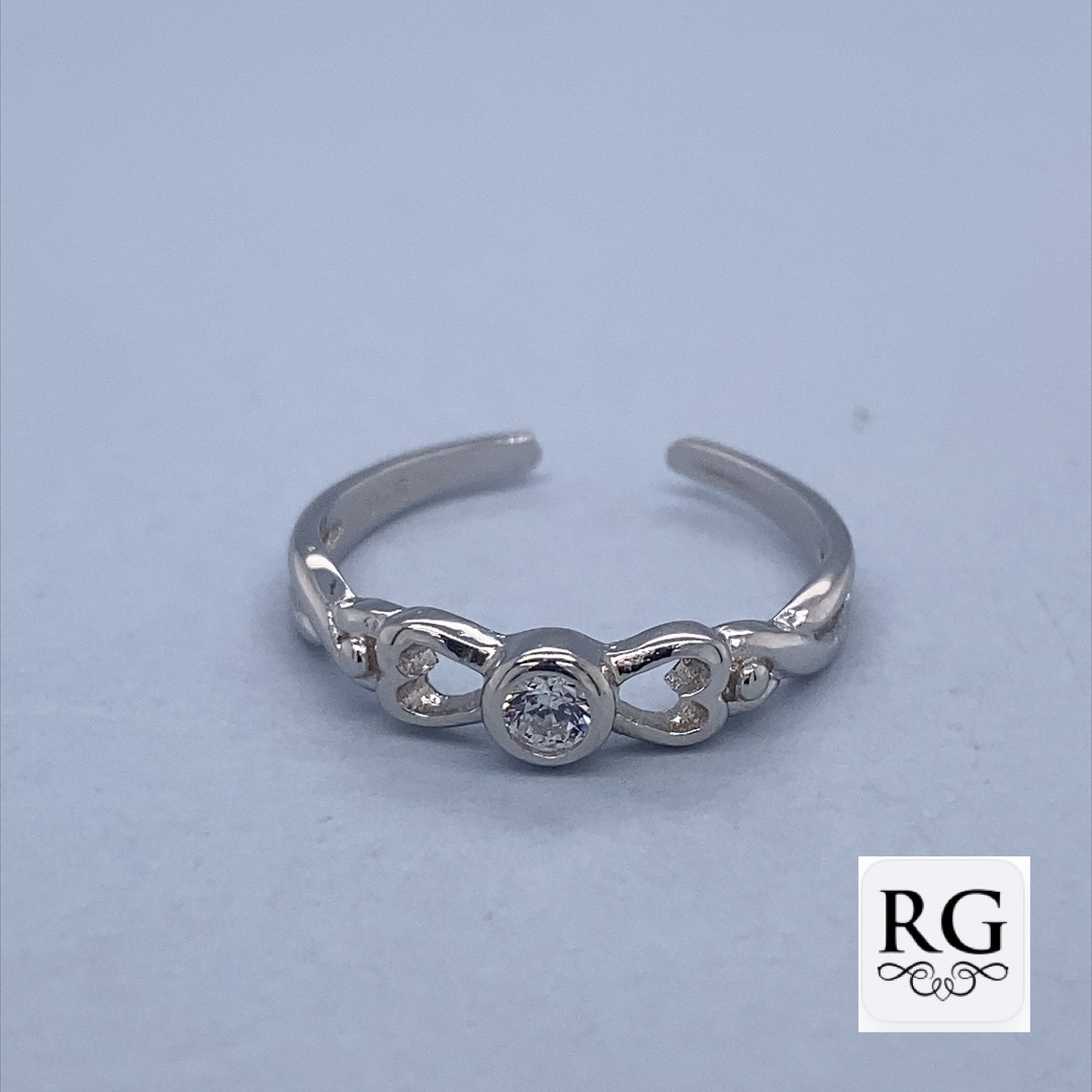 925 CZ TUBE SET OPEN CUT TOE RING - 4MM - 0.96g