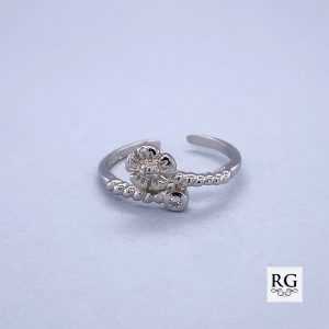 925 CZ FLOWER MILLGRAIN TOE RING - 8MM - 1.1g <br/>M13414