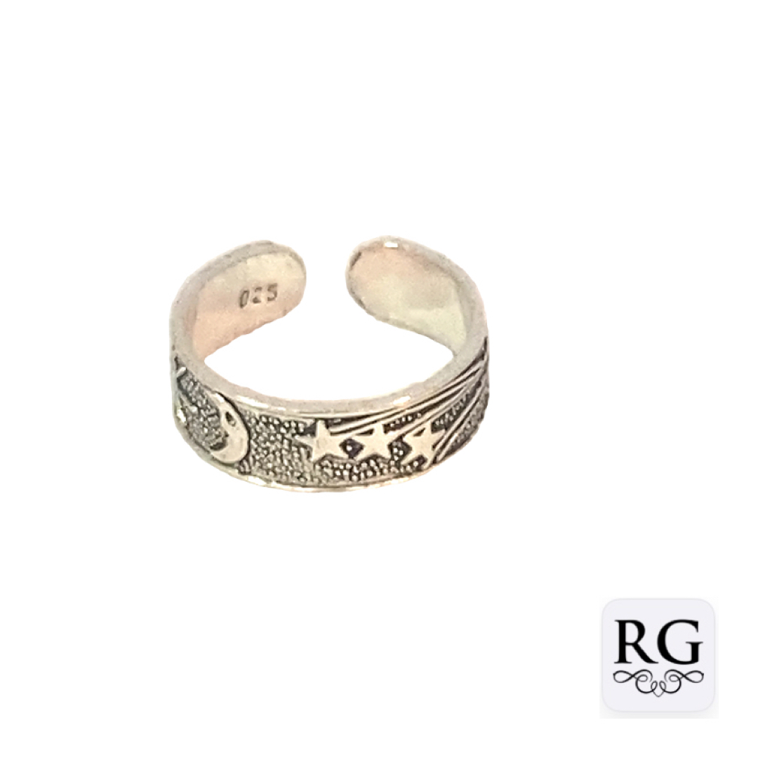 925 OXI MOON+STARS ETCHED TOE RING - 5MM - 1.5g <br/>M13434
