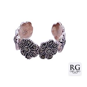 925 OXI MARCASITE FLOWER TOE RING - 7MM - 2.2g <br/>M13437