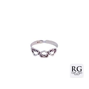 925 OXI TRIP OPEN CUT HEARTS TOE RING - 5MM - 0.8g <br/>M13438