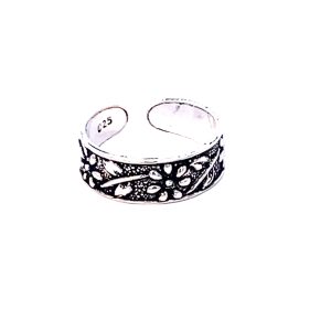 925 OXI FLOWER STEM ETCHED TOE RING - 6MM - 1.7g <br/>M13440