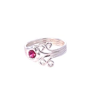 925 PINK CZ FLOWER DBL SPIRAL TOE RING - 11MM 1.6g <br/>M13441P