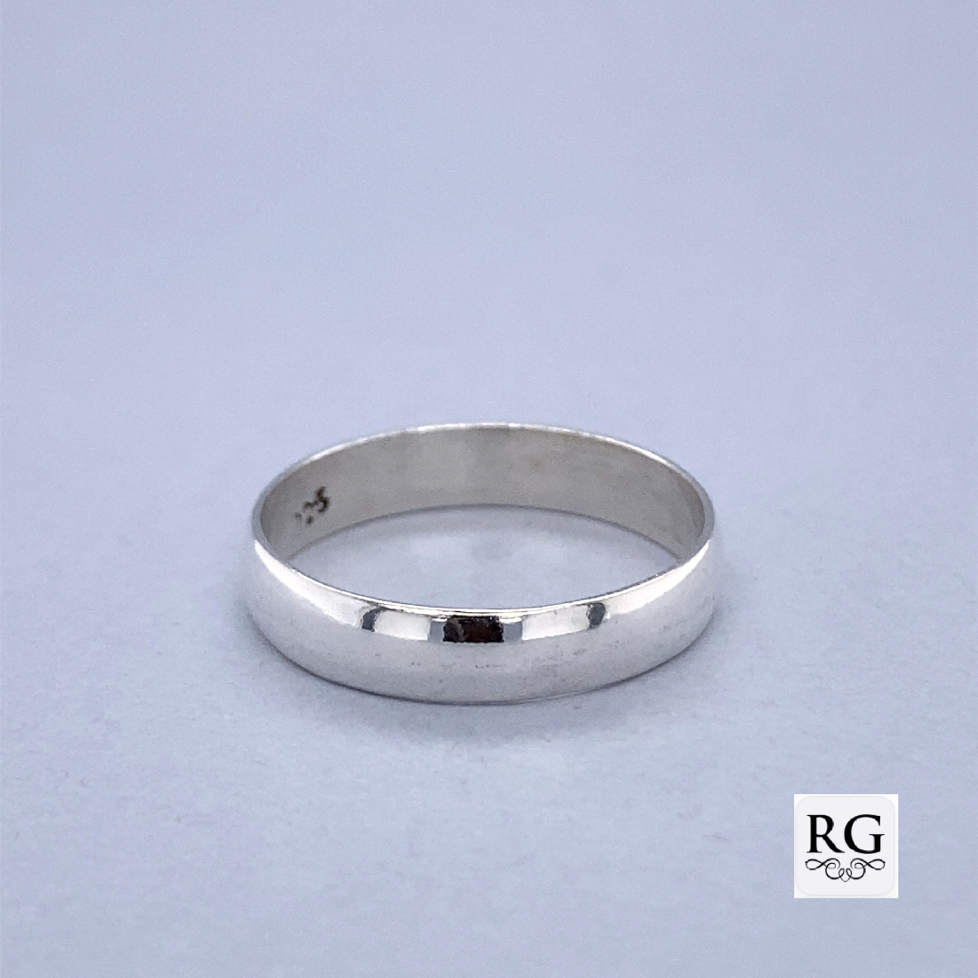 925 PLAIN D-SHAPE WED BAND - 4MM <br/>M13521