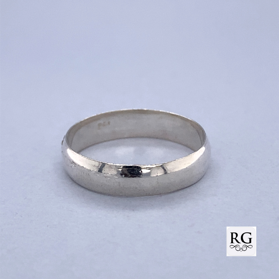 925 PLAIN D-SHAPE WED BAND - 5MM <br/>M13522