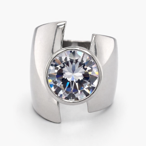 925 CZ TUBE SET BULKY FOLD OVER RING - 25MM <br/>M13528