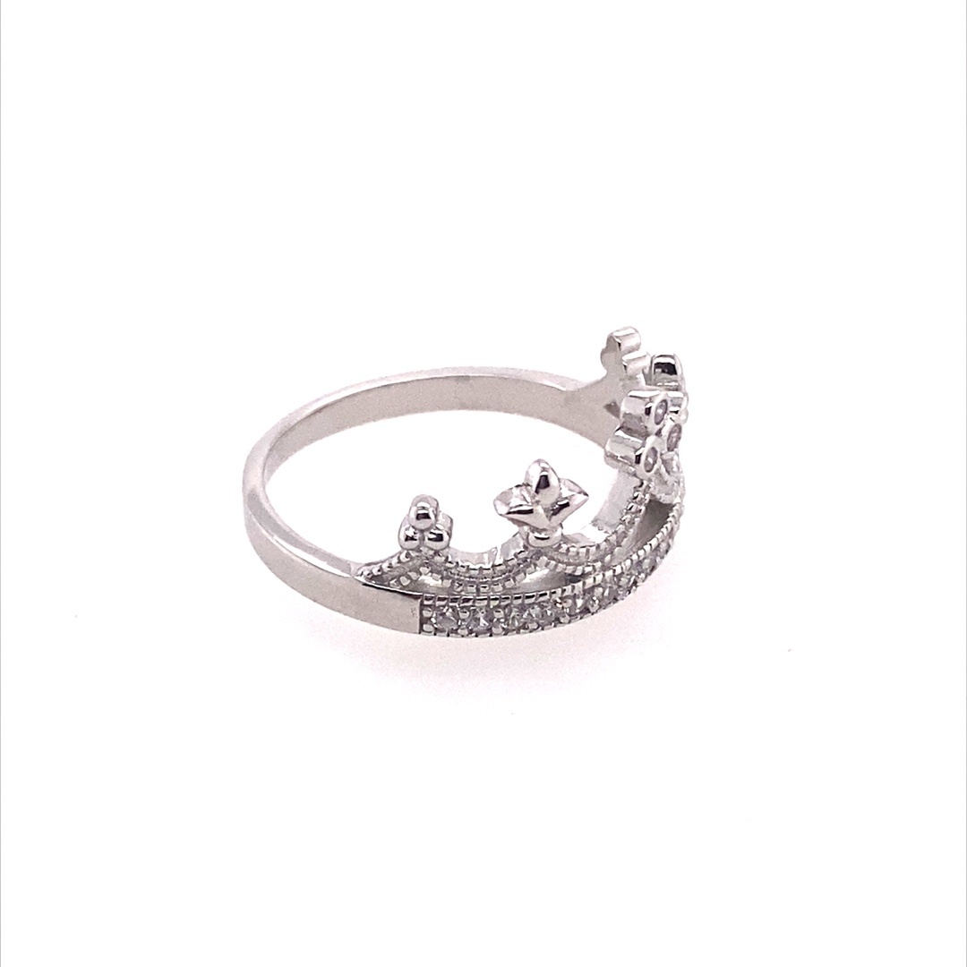 925 CZ PAVE MILLGRAIN CROWN RING - 11MM <br/>M13530 - Image 2