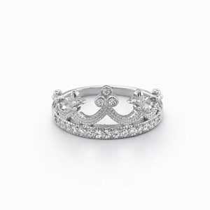 925 CZ PAVE MILLGRAIN CROWN RING - 11MM <br/>M13530