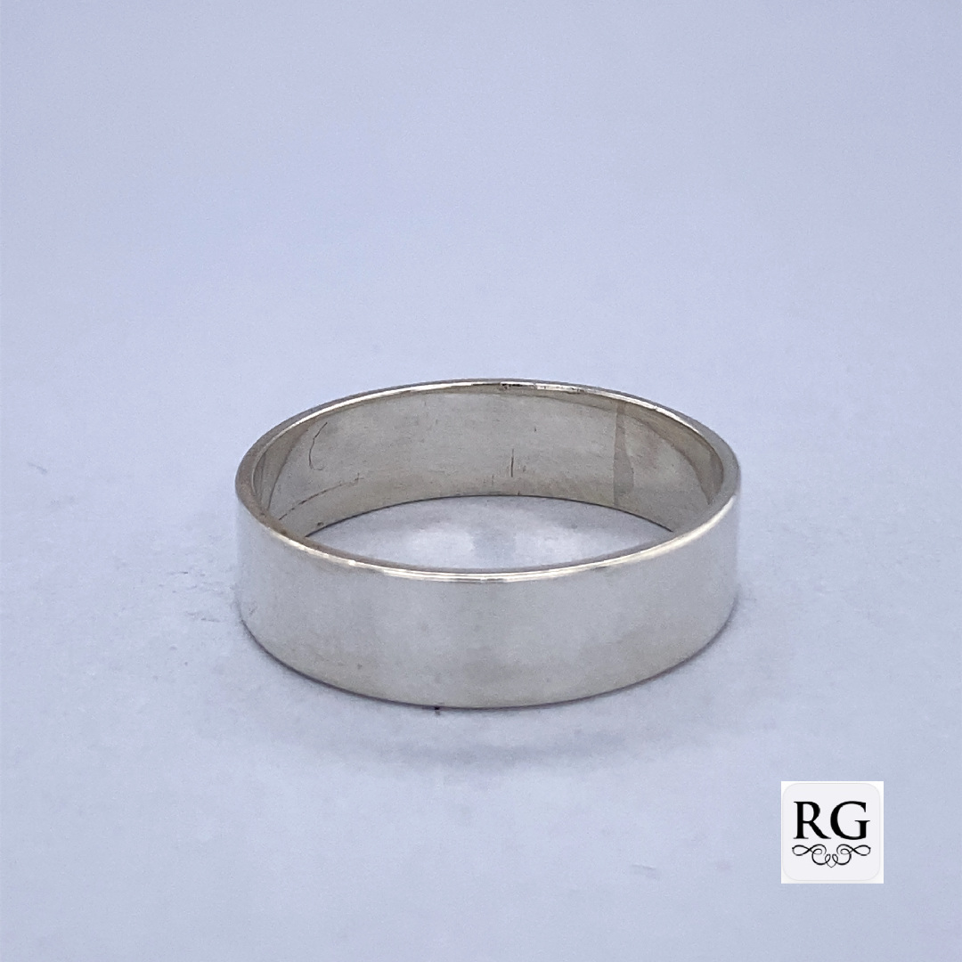 925 PLAIN FLAT WED BAND - 6MM <br/>M13540