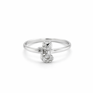 925 CZ PAVE SITTING CAT RING - 8MM <br/>M13542