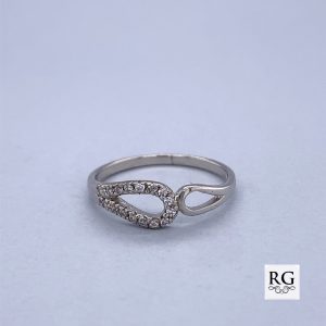 925 CZ PAVE+PLAIN OPEN CUT DBL T/DROP RING - 7MM <br/>M13543