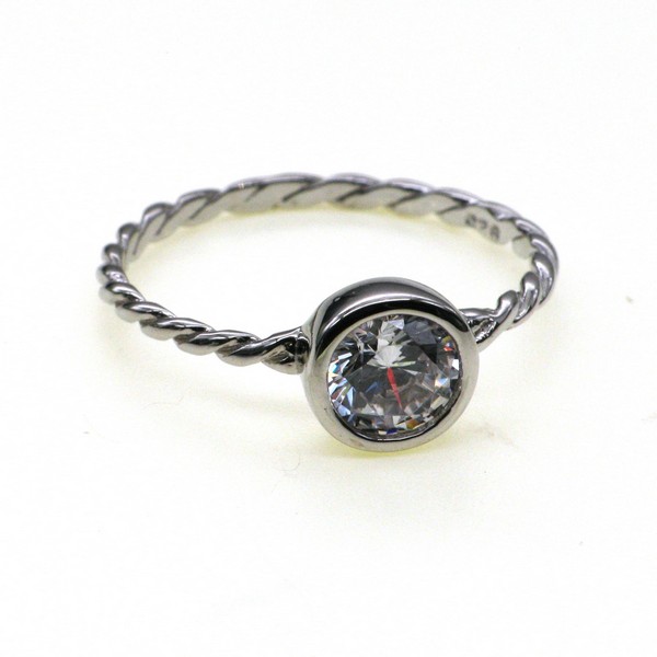 925 CZ TUBE SET SOLITAIRE TWISTED ROPE RING - 8MM <br/>M13547 - Image 2