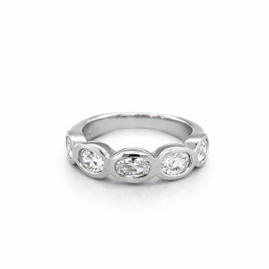 925 OVAL CZ BEZEL SET HALF ETERNITY BAND - 5MM <br/>M13552