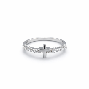925 PLAIN CROSS ON CZ PAVE ETERNITY BAND - 6MM <br/>M13553
