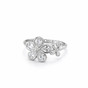 925 CZ PAVE BEZEL SET FLOWER RING - 11MM <br/>M13557