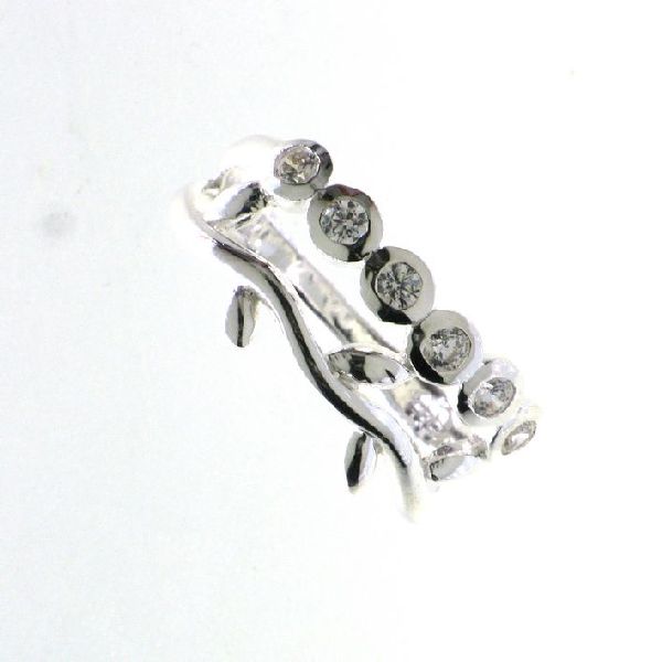 925 CZ PAVE BEZEL SET OLIVE LEAF VINE RING - 10MM <br/>M13565 - Image 2