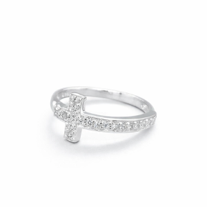 925 CZ PAVE CROSS MILLGRAIN ETERNITY RING - 9MM <br/>M13567