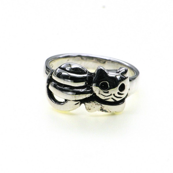 925 OXI SLEEPING CAT MIDI RING - 9MM <br/>M13574 - Image 2