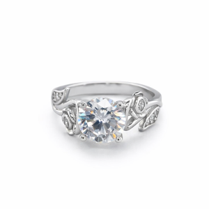 925 CZ 4 CLAW FLOWERS ON SHANK RING - 8MM <br/>M13600